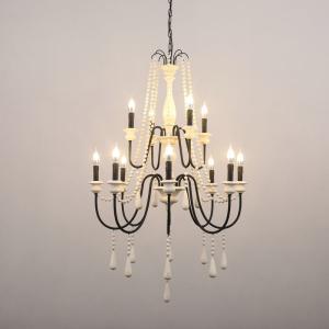 Wholesale Rustic country chandelier with wood beads pendant lamp fixtures (WH-CI-89) from china suppliers
