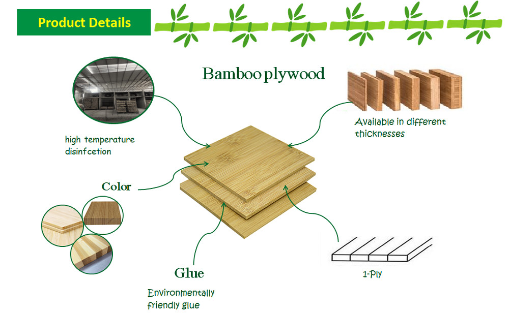 Solid Vertical Grain Bamboo Plywood Panels 15mm 18mm 20mm