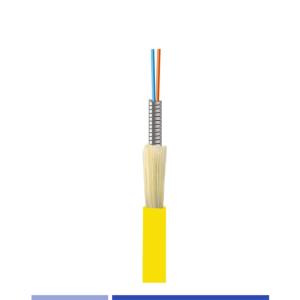 Wholesale Singlemode Indoor Fiber Optic Cable G652D 6 Strand Armored Fiber LSZH Jacket Yellow from china suppliers