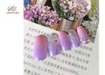 Press On Artificial Coffin Purple DIY Fake Nails With Crystal Stone