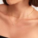 18K Gold Zircon Pendant Silver Chain Trio Diamond Cubic Zircon Necklace
