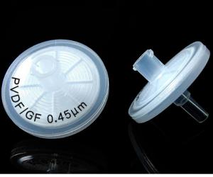China 25mm 0.22um 0.45um Ptfe Syringe Filter / PES Pvdf Syringe Filter Two Layers on sale