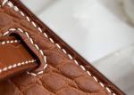 Square Crocodile Skin Bag , Yellowish Brown Crocodile Skin Handbag