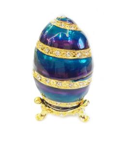 Wholesale Faberge Egg Trinket Box Home Decor Collectors Box Unique Russian Egg Enamel Easter Egg Crystal Jeweled Trinket Box from china suppliers