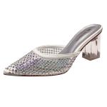 3111-2 Korean Fashion Pointed Shallow High Heeled Shoes Net Red Diamond Sandals