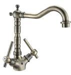 Bronze Classic Kitchen Sink Water Faucet , Antique Two Handle Industrial Sink