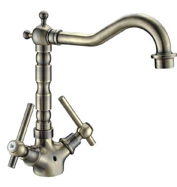 Bronze Classic Kitchen Sink Water Faucet , Antique Two Handle Industrial Sink