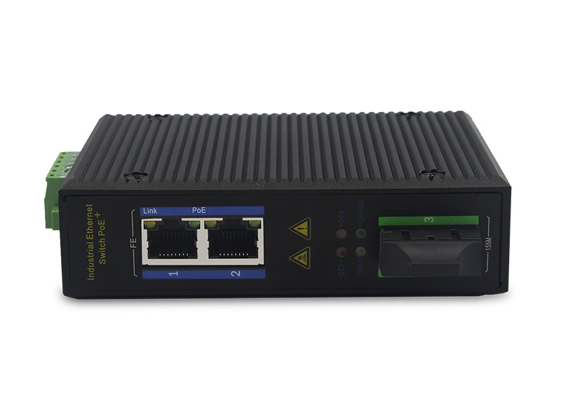 10/100M media converter 1fiber+2RJ45 unmanaged industrial switch with DIN rail for outdoor use