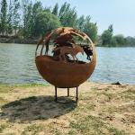 80cm Rusted Steel Fire Pit Outdoor Metal For Patio