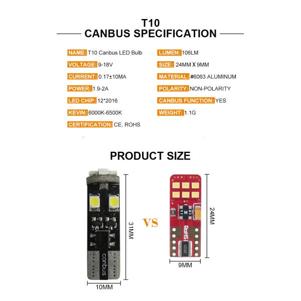 Long Life T10 LED Bulb Car / Car LED Dome Light Bulb Stable Emitting