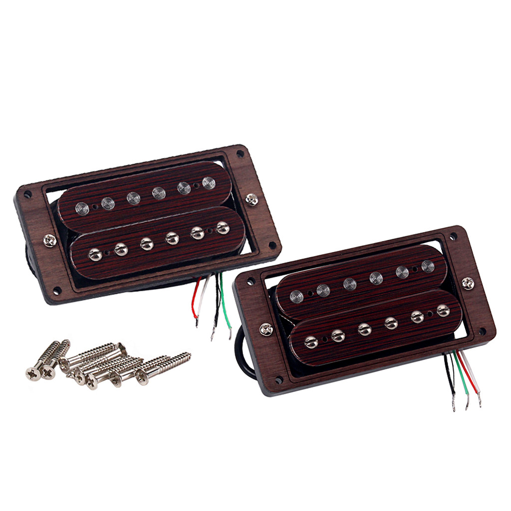 Rosewood Double Coil Humbucker Pickup Adjustable Pole-Piece For LP Electric Guitars