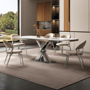 Wholesale Luxury Stainless Steel Marble Square Dining Room Tables Length 1.8M from china suppliers