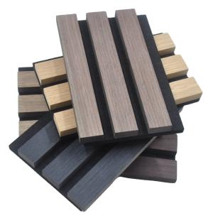 Wholesale Wood Veneer Finish Sound Insulation Interior New Design Board Slats Wall Panelling Acoustic Panels from china suppliers