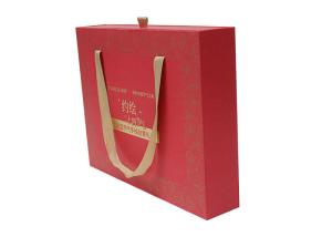 Wholesale Red Corrugated Packaging Box , Gift Box With Ribbon Handle 40x33x11cm from china suppliers