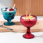 160ml Glass Kitchen Wares 5.6 Oz Vintage Ice Cream Coloured Glass Sundae Dishes