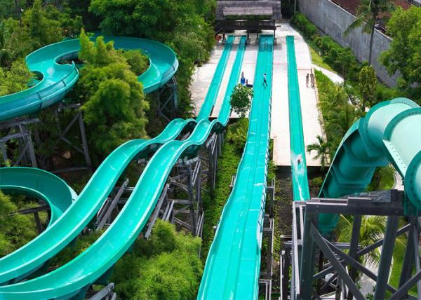 Outdoor Speed Water Slide Aqua Water Park Swimming Pool Commercial Slide Blue