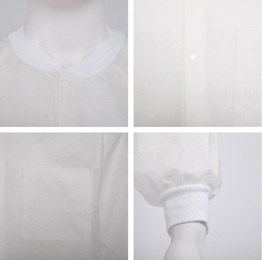 S&J White lab coats jacket coat uniform non-woven polypropylene OEM wholesale