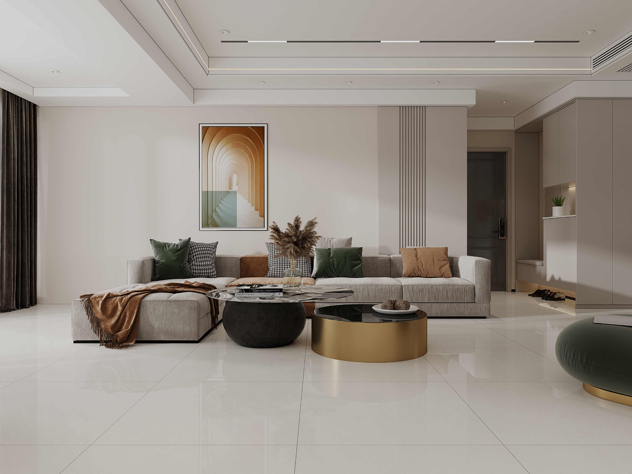 Antibacterial Beige 800x800mm Polished Glazed Porcelain Tiles For Balcony and Dining Room