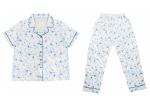 Cute Blue Floral Printed Womens Pyjama Sets / Ladies Nightwear Shorts Set For