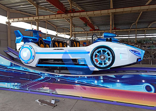 Indoor Outdoor Track Type Theme Park Equipment , Fun Ride F1 Flying Car Rides For Kids