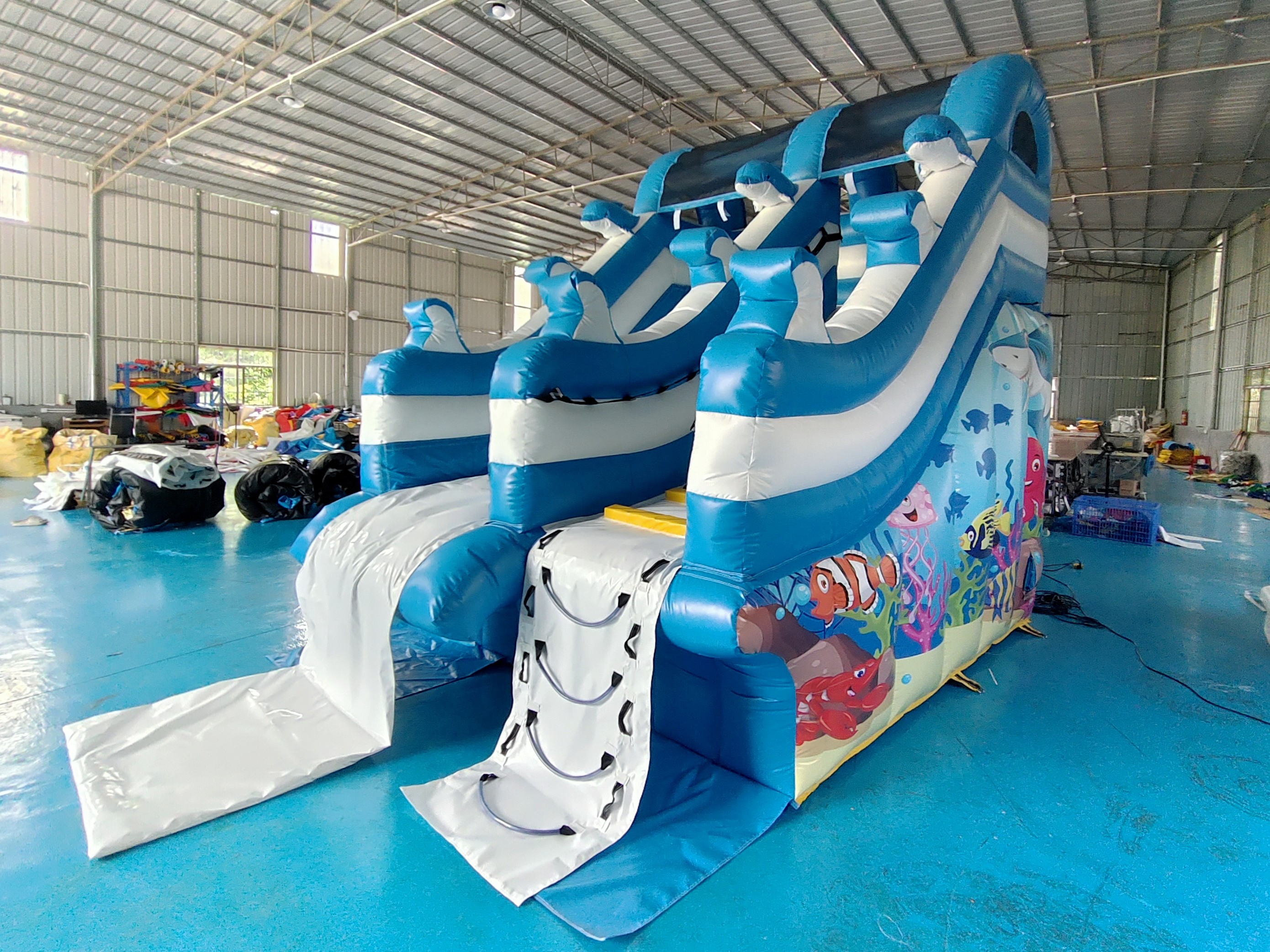 Commercial PVC Fireproof Inflatable Dry Slide Ocean Park High Slides Inflatable Castle For Kids And Adults