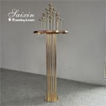 Wedding Flooring Decoration Tall Gold Flower Stand With Candle Holder Centerpiec