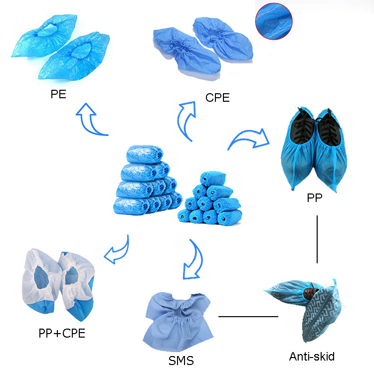 Plastic Embossed Non Slip Hospital Non Woven Shoe Covers Disposable