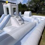 White Outdoor Inflatable Soft Play Equipment Playground Water Slide Pool For
