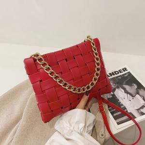 Wholesale PU WOMEN'S BAG TEXTURE WOVEN HANDBAG 2024 SPRING ON THE NEW KOREAN VERSION OF FASHION CHAIN SHOULDER BAG CROSSBODY BAG from china suppliers
