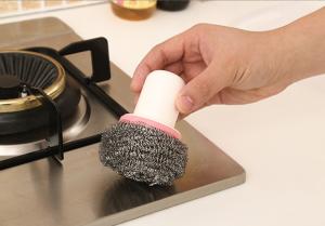 Wholesale Rust Resistant Stainless Steel Scrubber With Handle For Restaurant Washing Pots from china suppliers