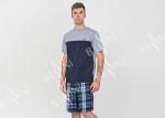 Contrast Color Mens Summer Sleepwear / Mens Short Sleeve Pyjamas Very Soft