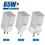 ABS Laptop IPad QC3.0 GaN USB Charger UK 3 Port Mi Fast 65W