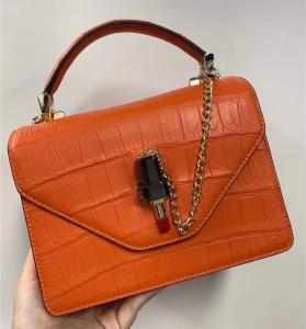 Wholesale Authentic Crocodile Belly Skin Women Small Orange Purse Lady Chain Handbag Genuine Alligator Leather Female Shoulder Bag from china suppliers