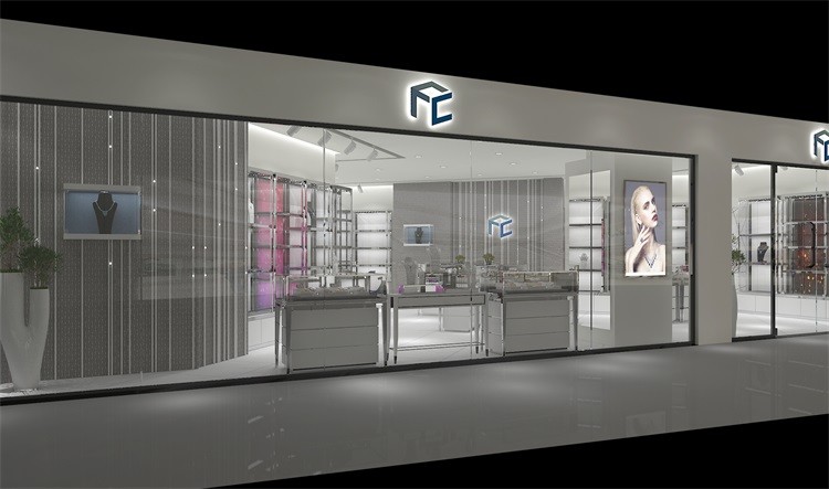 3D Design ODM Jewelry Shop Furniture Showroom Jewellery Vitrine Powder Coated