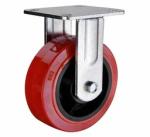 4x2, 5x2,6x2,8x2 Red Polyurethane RIGID Heavy Duty Caster China factory FIXED