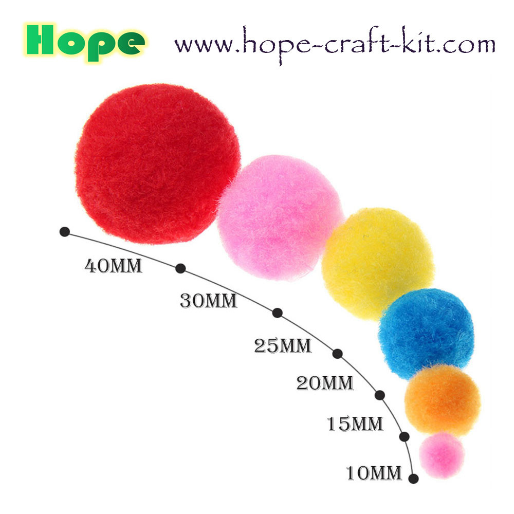 Assorted color & sizes soft shinning glittering Pom pom ball beads for hobbies and kids hand-crafted DIY material
