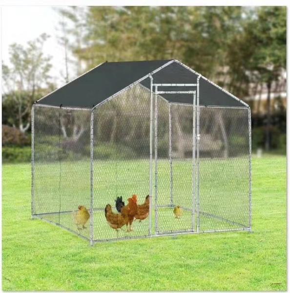 Metal Walk in Chicken Run Coop Cage Animal Poultry House Hutch Backyard Outdoor