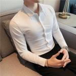 Autumn DRESS SHIRTS Business Casual Custom Long Sleeve Solid Cotton Slim Fit Men