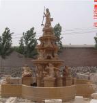 White Marble Stone Water Fountain With Lion and Horse Statue