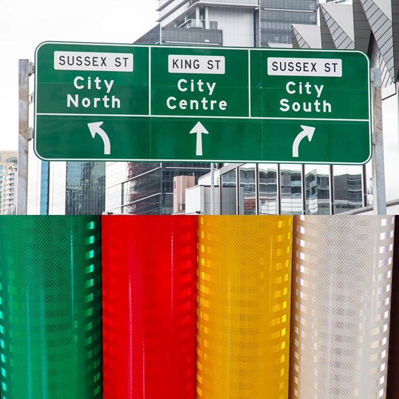 High Intensity Prismatic Reflective Sheeting White Yellow Red For Traffic Sign
