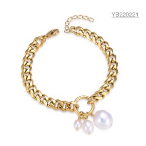 Wholesale Saya Gold Rhinestone Bracelet Socialite Brand Pearl Pendant Bracelet from china suppliers