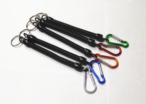 Wholesale Promtional 6.5'' Steel Coil Fishing Plier Lanyard Cords w/Split Ring and Colorful Carabiner from china suppliers