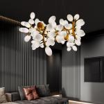 All Copper High End Pendant Lights Stamping White Alabaster Hanging Light