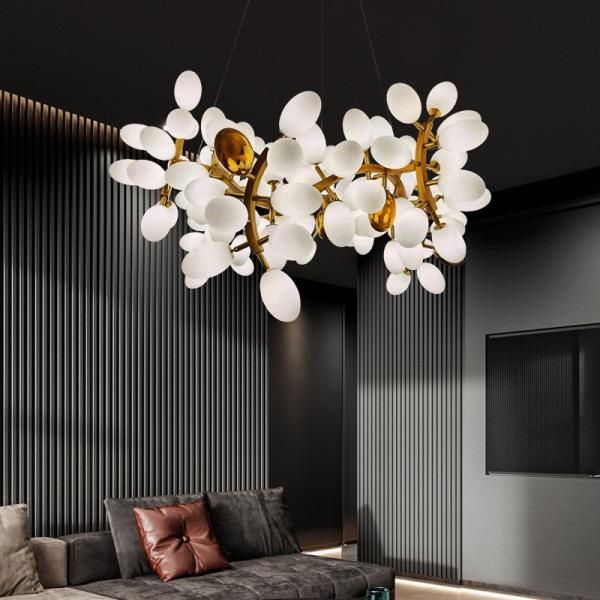All Copper High End Pendant Lights Stamping White Alabaster Hanging Light