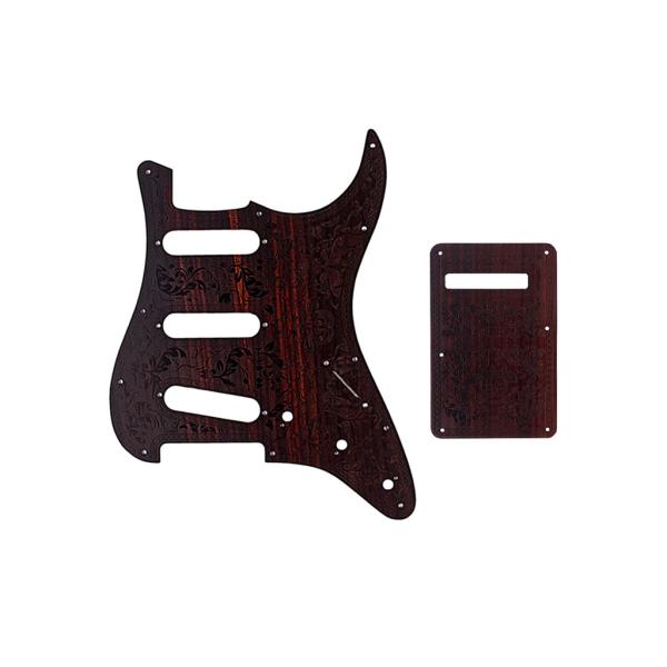 11 Holes Rosewood SSS Style Guitar Pickguard Back Plate & Screws For ST Electric