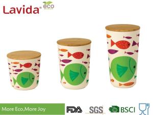 Wholesale Multipurpose Bamboo Fiber Round Storage Boxes Non - Toxic Tasteless Phthalate Free from china suppliers