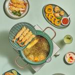 Kitchen Green Deep Frying Pots Temperature Control Stainless Steel Cooking Pot