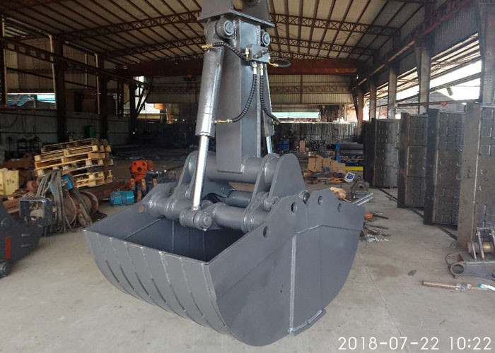 2 Cylinders 1200L Excavator Spare Parts Excavator Attachments Excavator Hydraulic Clamshell Bucket