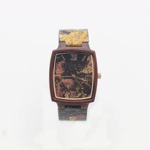 Wholesale Square Mens Black Leather Watch Eco Friendly Cork Band No Harm To Skin from china suppliers