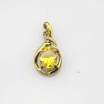 Yellow Gold Plated Silver Oval Yellow Citrine Cubic Zircon Pendant (PSJ0410)